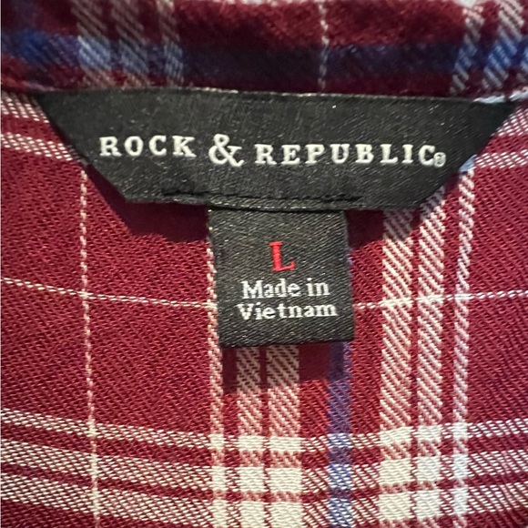 Rock & Republic sleeveless flannel faux wrap top - red white blue plaid - Large - Picture 6 of 7